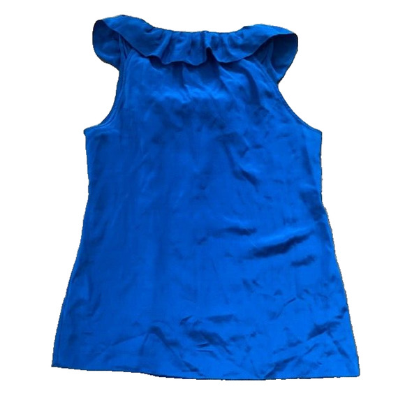 Banana Republic Blouse Womens Petite Small Blue 100% Silk Sleeveless Button Up - Picture 6 of 6